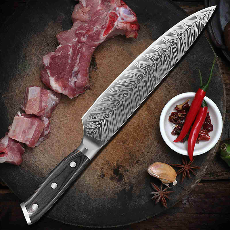 BLACK SAMURAI DAMASCUS STAINLESS STEEL 10-PIECE CHEF'S  KNIFE SET