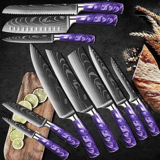 FORBIDDEN CITY SERIES DAMASCUS PATTERN  SEIKO CRAFTED JAPANESE CHEF'S KNIFE SET