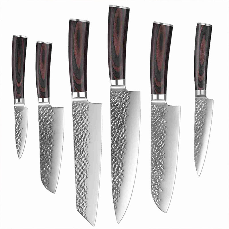 Hammered Kitchen Knife Set, High-Carbon Stainless Steel Blade and