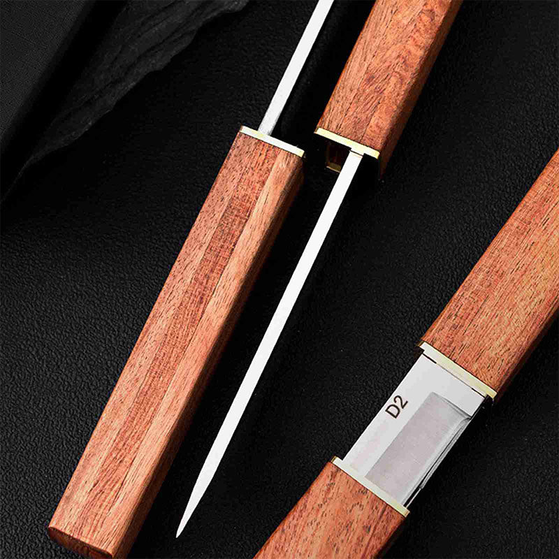 NINJA-D2 SAMURAI SWORD - ROSEWOOD HANDLED DOUBLE KNIFE