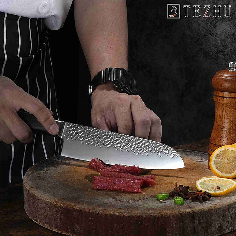 HAMMERED STAINLESS STEEL SERIES 6-PIECE PROFESSIONAL KITCHEN KNIFE SET COOKING TOOLS