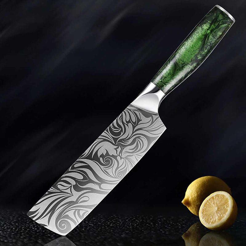 EMERALD SERIES DAMASCUS PATTERN  SEIKO CRAFTED JAPANESE CHEF'S KNIFE SET