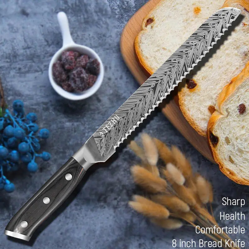 Serrated bread knife for easy slicing.