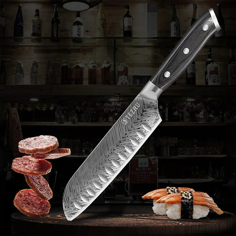 High quality Santoku knife with black handle.