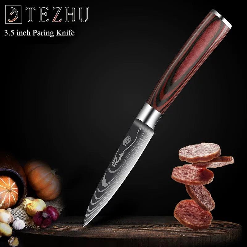 CLASSIC SERIES PREMIUM DAMASCUS PATTERN 10-PIECE JAPANESE KITCHEN KNIF –  Tezhu