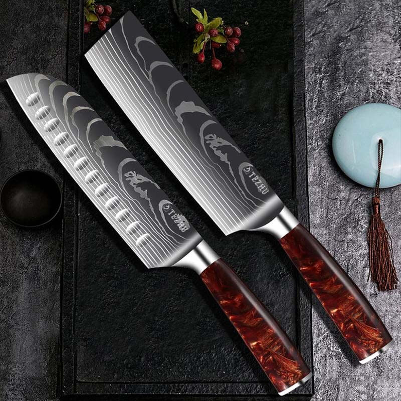 HOLY FIRE SERIES DAMASCUS SEIKO CRAFTED JAPANESE CHEF'S KNIFE SET