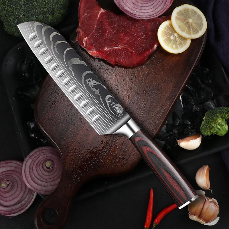 CLASSIC SERIES PREMIUM DAMASCUS PATTERN 10-PIECE JAPANESE  KITCHEN KNIFE SET